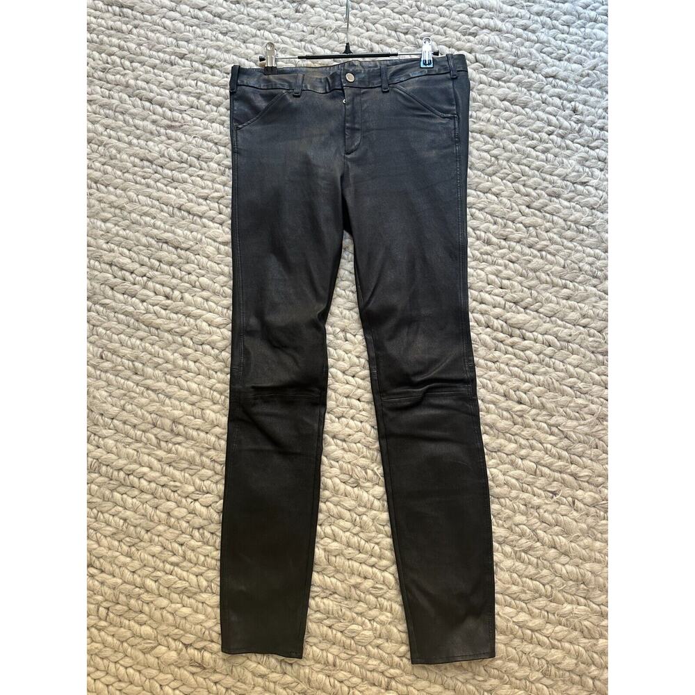 Massimo Dutti black leather pants Size M butter soft skinny straight